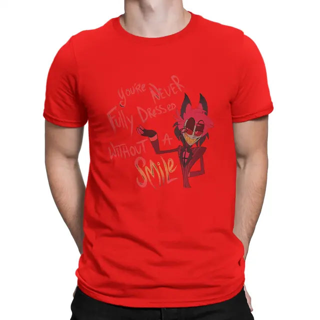 Hazbin Hotel T-shirt in cotone Alastor "You are never fully dressed without a smile"