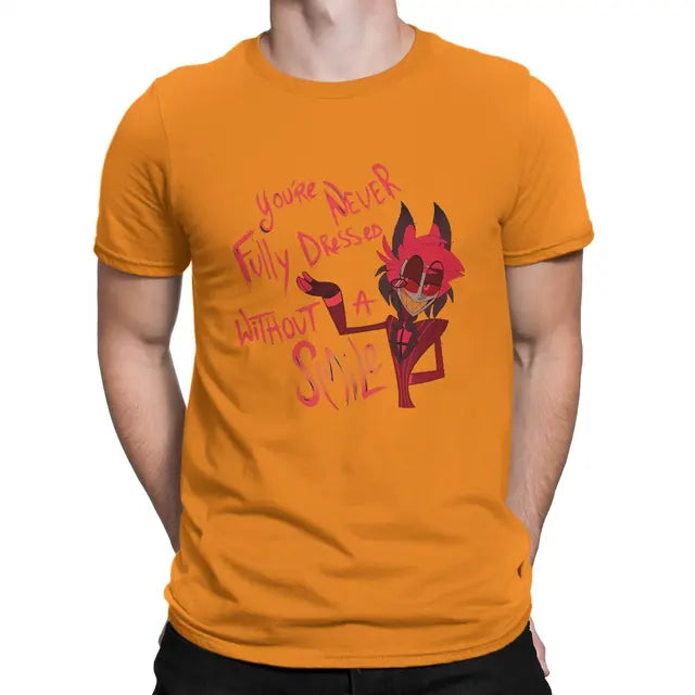 Hazbin Hotel T-shirt in cotone Alastor "You are never fully dressed without a smile"