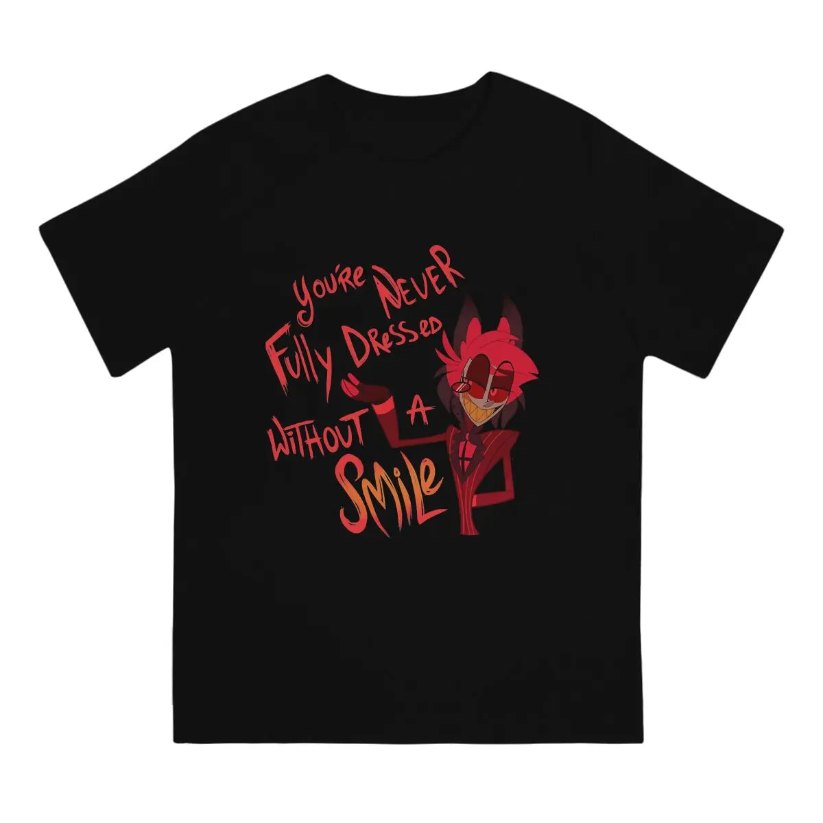 Hazbin Hotel T-shirt in cotone Alastor "You are never fully dressed without a smile"